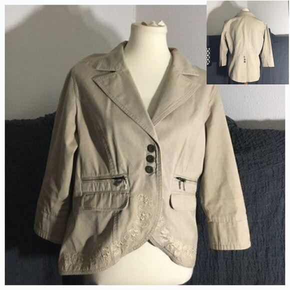 Multiples Khaki Blazer Jacket  Size Large - Picture 1 of 12